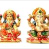 Goddelijk paar Ganesh Laxmi in gele Jade